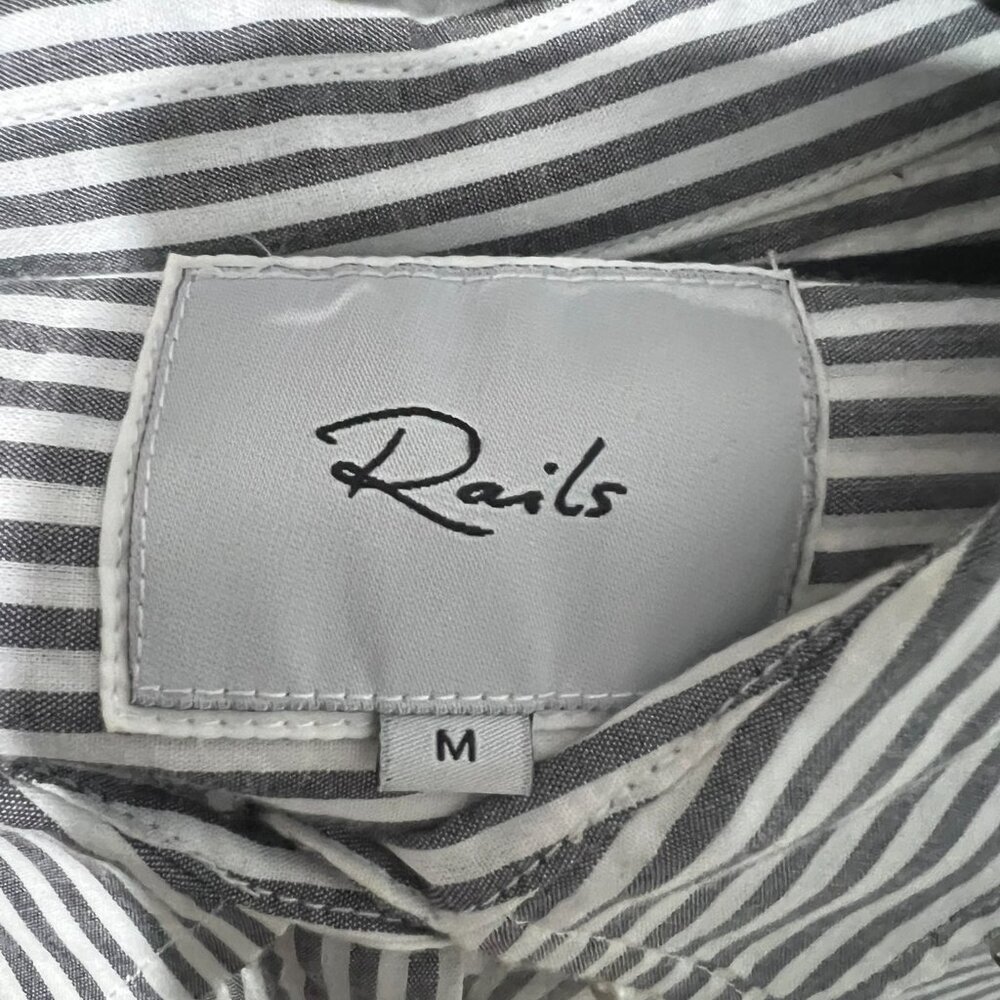 Rails White & Gray Striped Button Down Top With A… - image 7